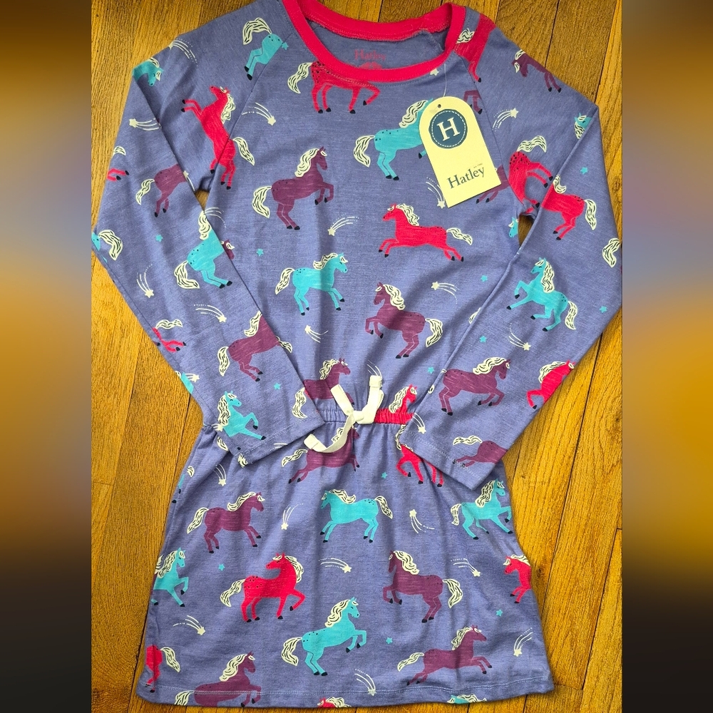 Hatley Girls Purple Horse Unicorn Animal Dress Unique Pony Spring One Piece 8